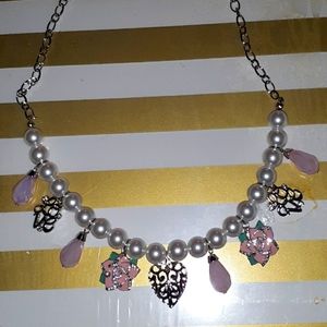 Necklace Pink Pearl Rose Valentine's day